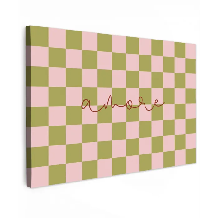 Patroon - Geblokt - Olijfgroen - Amore canvas 2cm klein -z3d