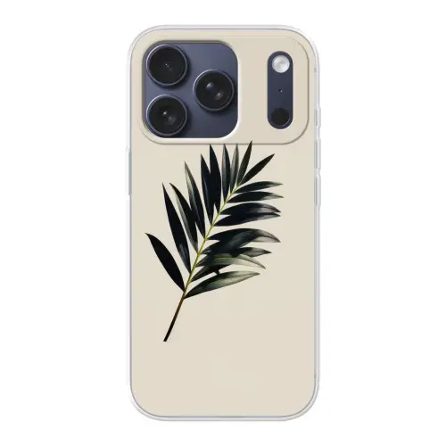 Palmblad - Subtiel - Groen - beige Telefoonhoesje iPhone 17 Pro klein -3d