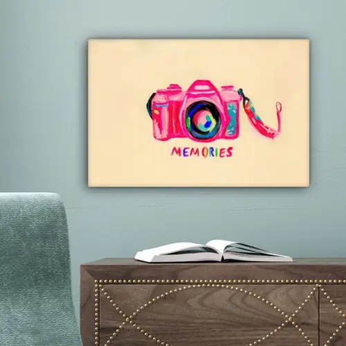 Camera - Memories - Roze - Geschilderd canvas 2cm klein -sfeer4