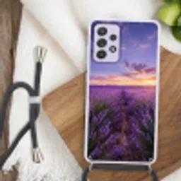 Lavendel - Veld - Natuur - Paars Hoesje Samsung Galaxy A52 5G met koord klein -sfeer4