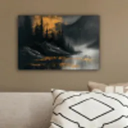 Modern - Bos - Goud - Zwart - Natuur canvas 2cm klein -sfeer3