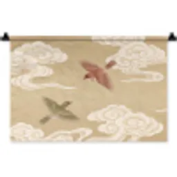 Vogels - Vliegen - Beige Wandkleed katoen klein -zz3d