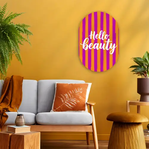 Modern - Hello - Oranje Wandcirkel Ovaal Forex klein -sfeer4