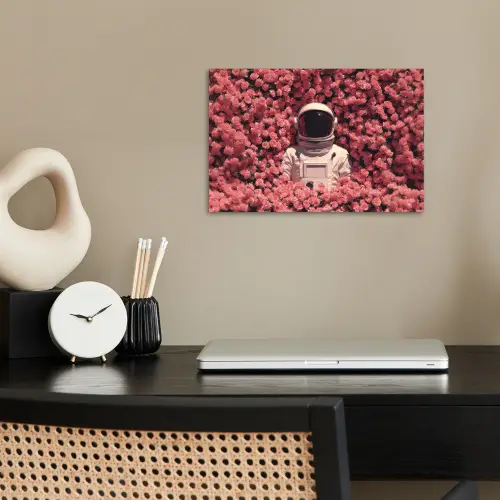 Bloemen - Roze - Astronaut poster papier klein -sfeer1