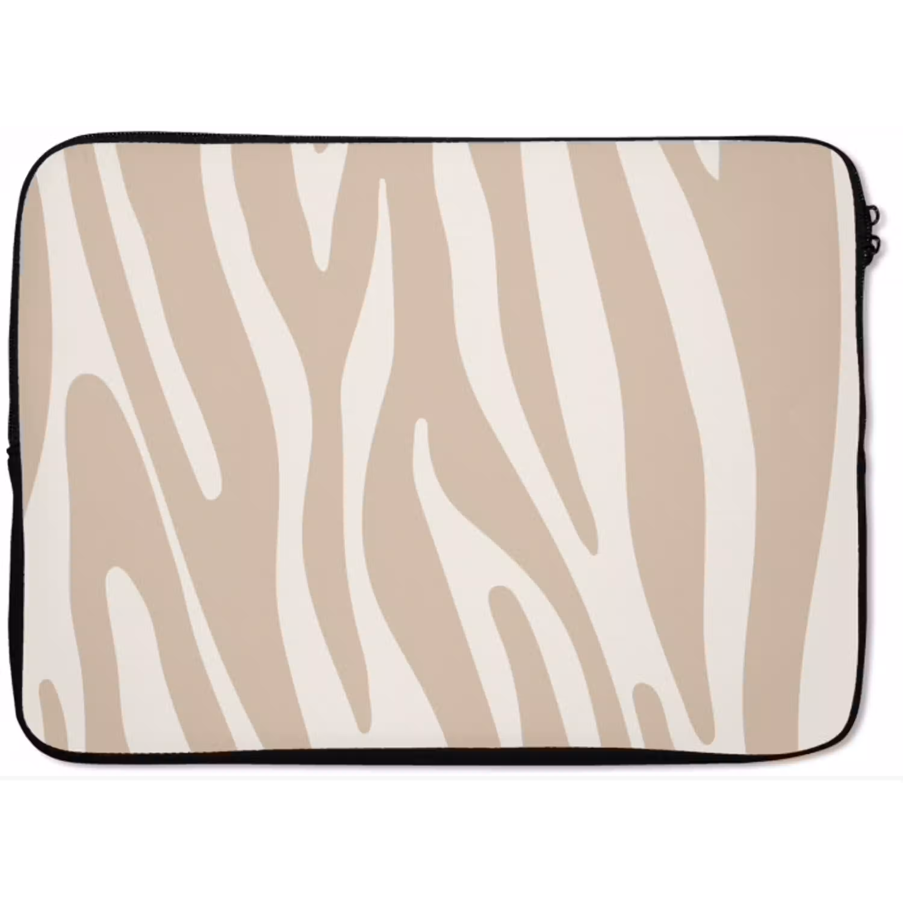 Zebraprint - Beige - Wit - Dierenprint laptophoes neopreen klein -zkaufland3dotto