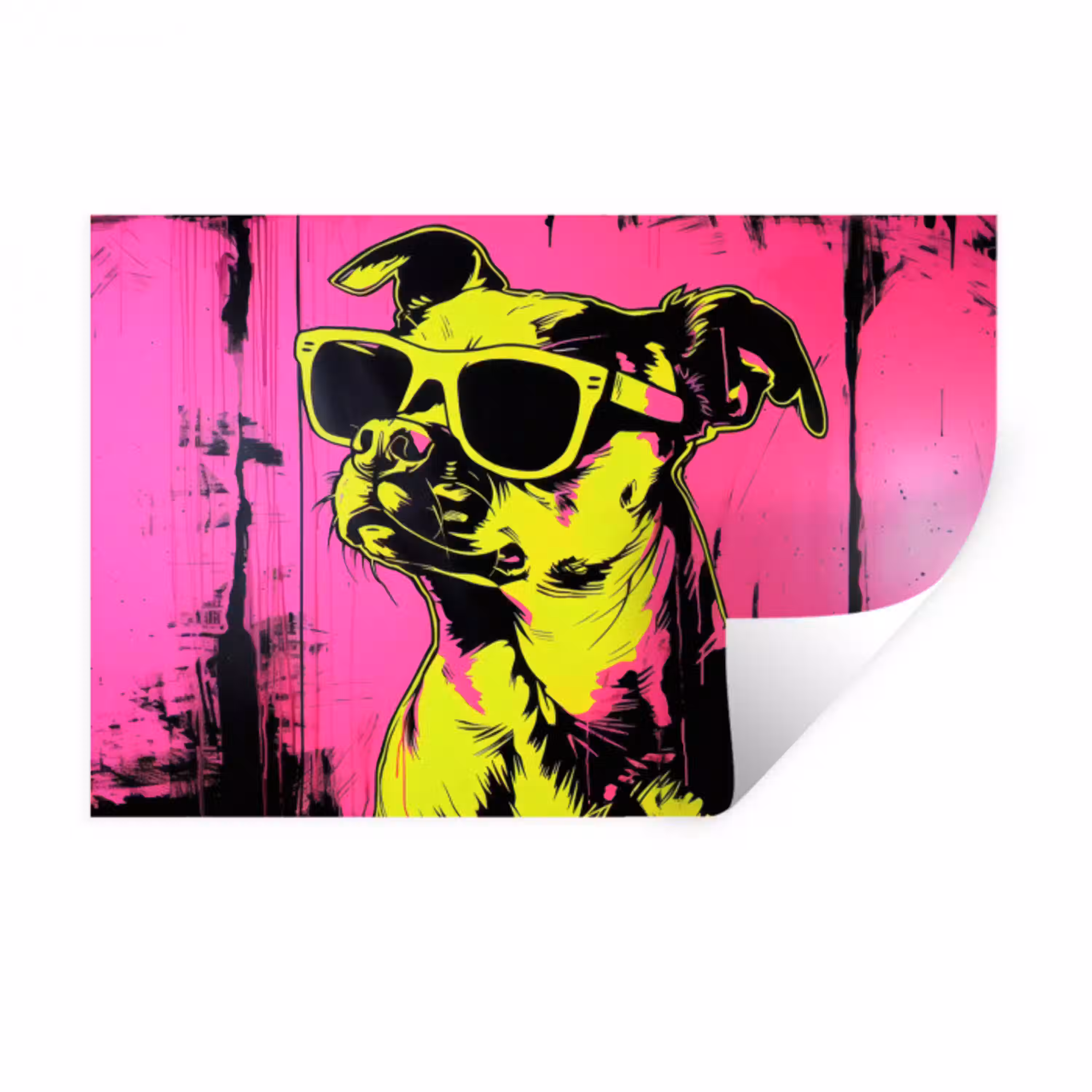Hond - Zonnebril - Roze - Art Muursticker klein -3d