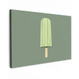 Groen - Waterijsje - Stokje - Illustratie Tuinposter op houten frame 2 cm dik klein -3d