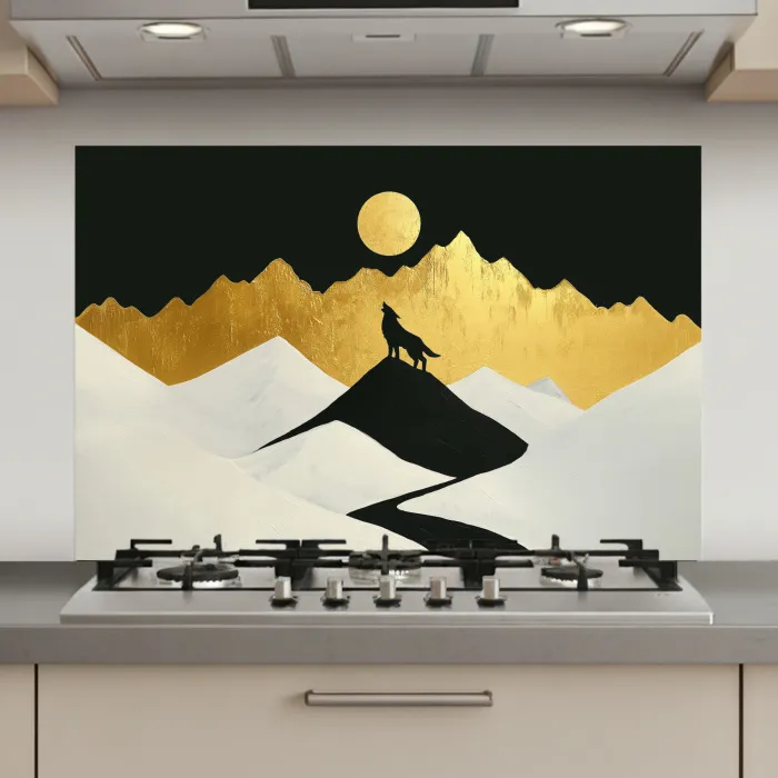 Wolf - Bergen - Maan - Zwart keuken achterwand spatscherm klein -3d_website