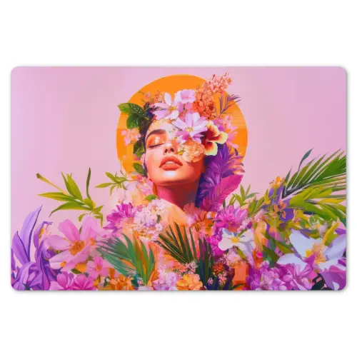 Vrouw - Abstract - Cirkel - Bloemen Placemat vinyl groot -zzsfeer1_Kitchenyeah-website