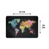 Wereldkaart - Krijtstrepen - Regenboog Placemat vinyl groot -specs