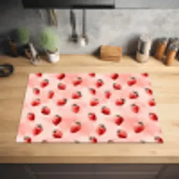Aardbei - Patroon - Roze Inductie beschermer vinyl 3mm klein 276 -sfeer5