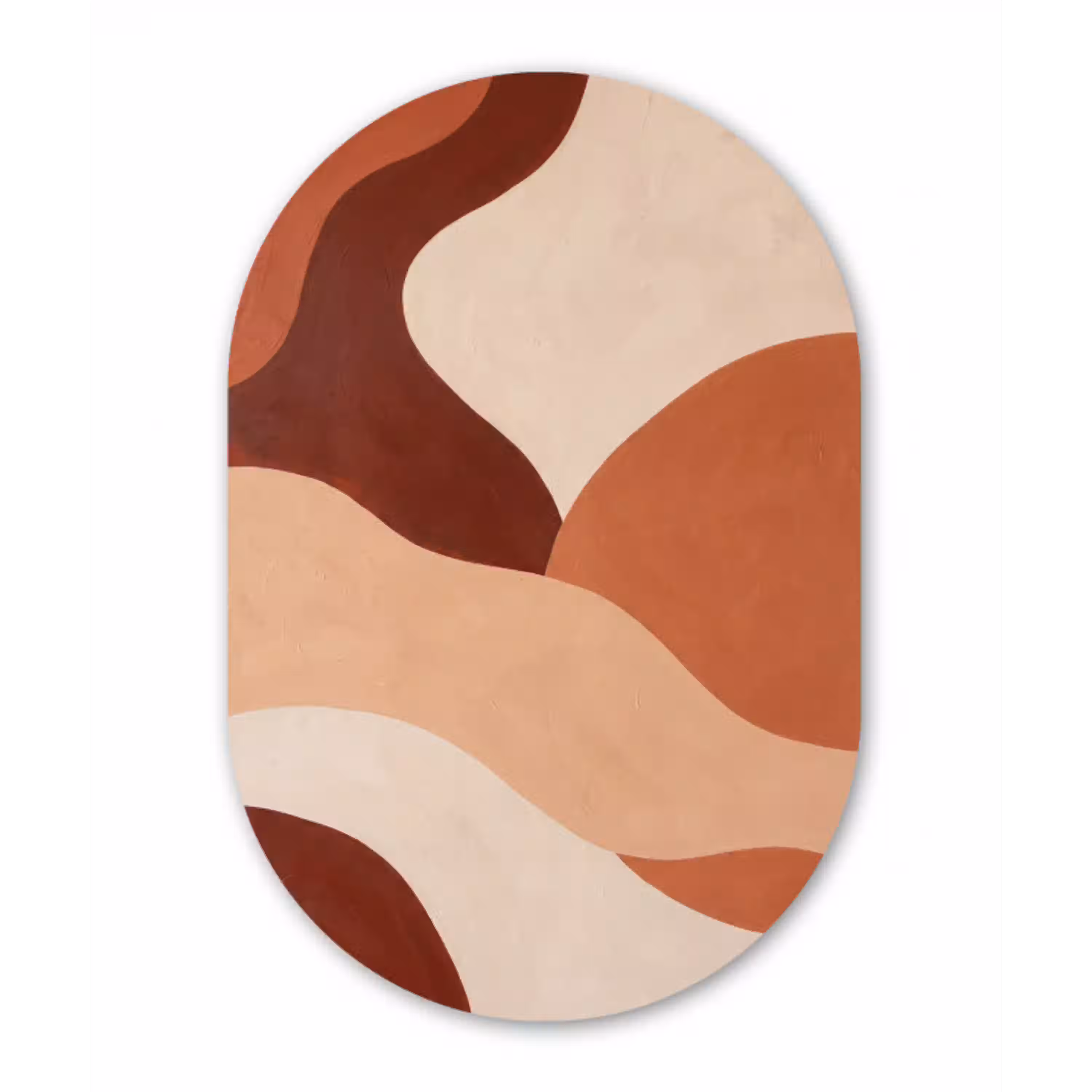 Abstract - Vormen - Organisch - Aardetinten - Modern Wandcirkel Ovaal Aluminium middel -3d