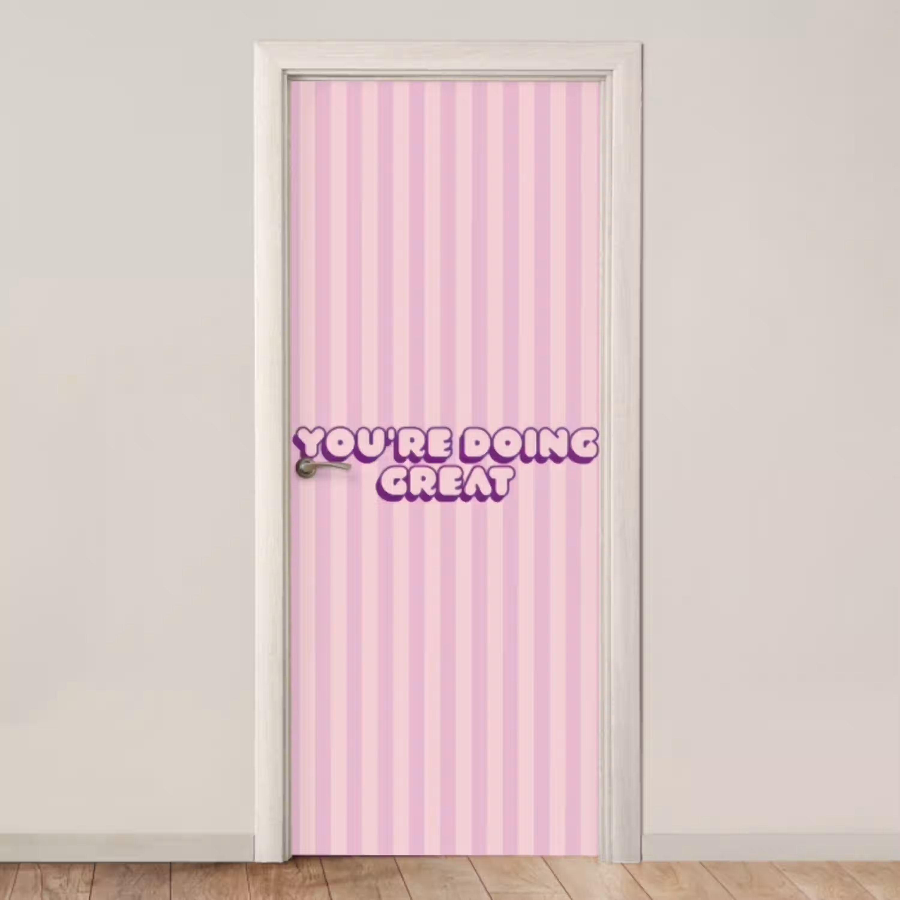 Paars - Strepen - You're doing great - Schaduw deurposter klein -3d_beige