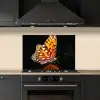 Vlinder - Bloemen - Insect - Portret - Zwart - Oranje keuken achterwand spatscherm klein -sfeer1