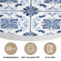 Patroon - Tegel - Blauw Akoestische PET Vilt - Rond klein 838 -closeup_DE