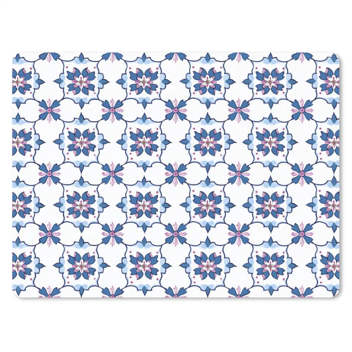 Modern - Patroon - Blauw - Roze muismat rubber klein 262 -3d