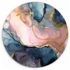 Marmer - Roze - Blauw Wandcirkel kunststof plaat 5mm dik klein -3d