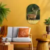 Hert - Gewei - Gras - Natuur - Dieren - Groen Wandcirkel Ovaal Forex klein -sfeer4