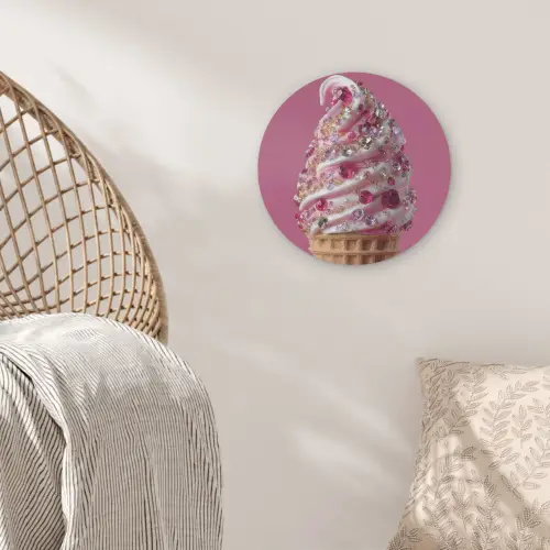 Softijs - Edelstenen - Roze - Hoorntje Akoestische PET Vilt - Rond klein -sfeer4