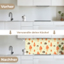 Patronen - Paddestoel - Oranje keuken achterwand 2 middel 871 -voor-na_DE