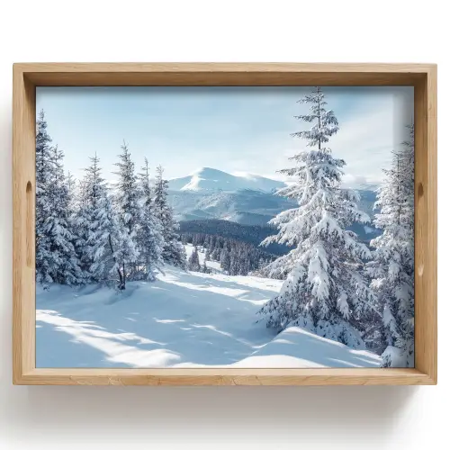 Winterlandschap - Natuur - Berg - Bomen - Sneeuw Dienblad Rechthoek middel -z3d_shopping