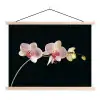 Orchidee - Bloemen - Zwart - Roze - Knoppen textielposter latten blank klein -3d