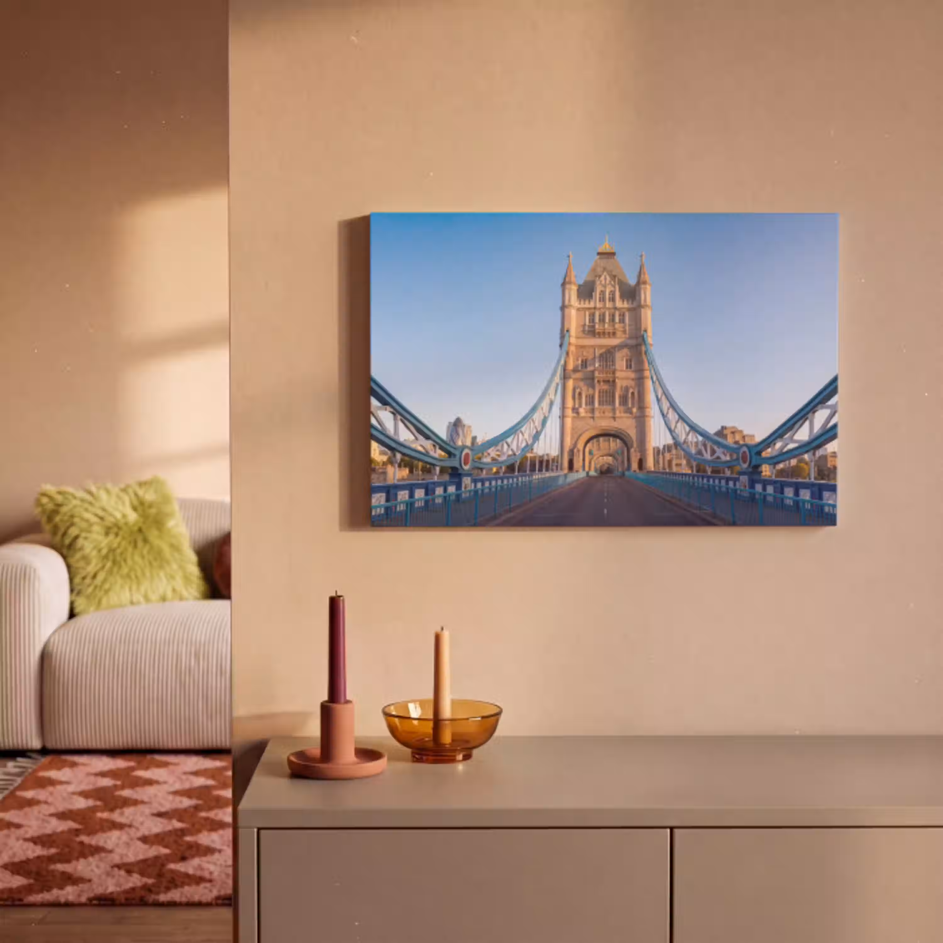 Brug - Toren - Architectuur - Klassiek - Blauw canvas 2cm klein -sfeer1