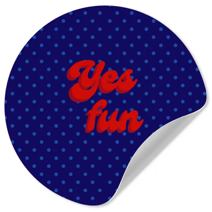 Yes fun - Rood - Blauw - Stippen Wandcirkel behangsticker klein -3d