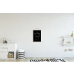 Mokkapot - Zwart - Wit - Lijntekening textielposter latten blank klein -kinderkamer