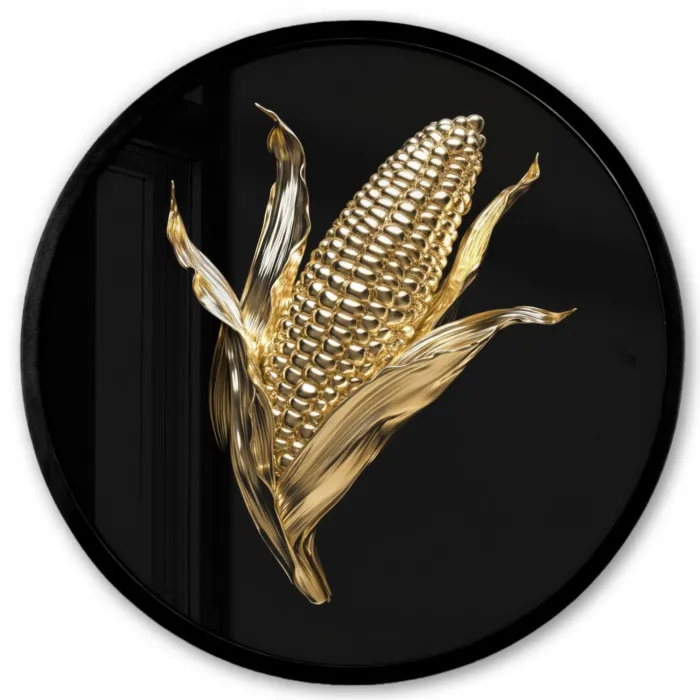 Mais - Eten - Goud - Zwart Fotolijst rond zonder passe partout klein -3d