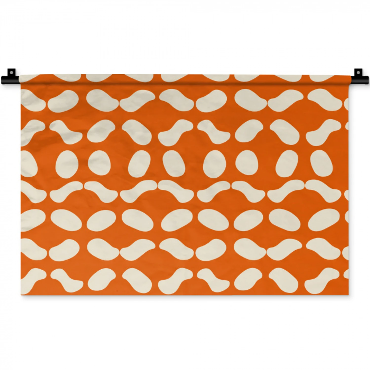 Oranje - Organische vormen - Wit Wandkleed katoen klein 269 -zz3d