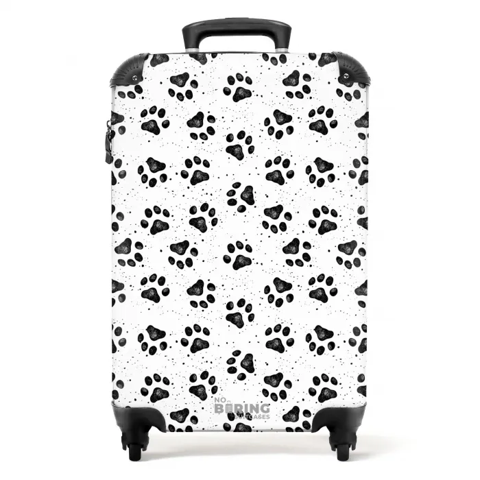 Honden poot patroon zwart wit NBS - Handbagage koffer - Kinderen Unisex middel -productfoto_recht