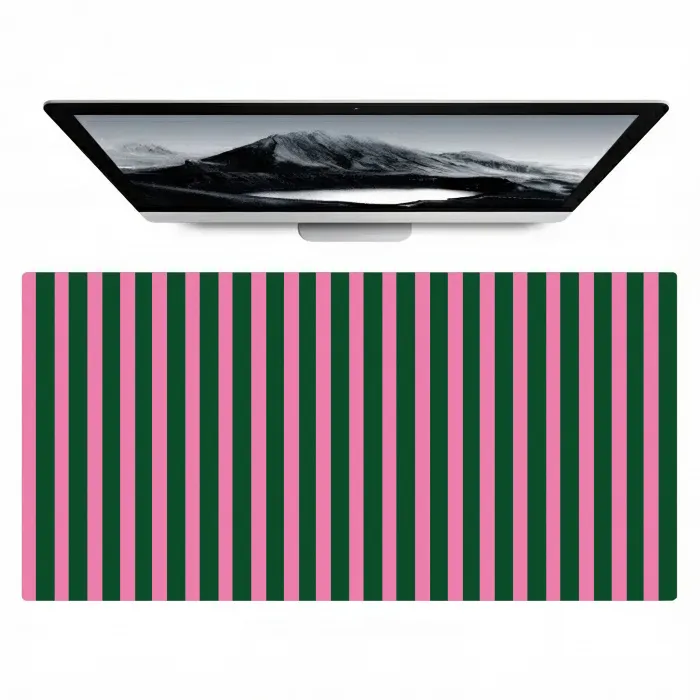 Verticale strepen - Groen - Roze Muismat XXL klein 681 -zzz3d