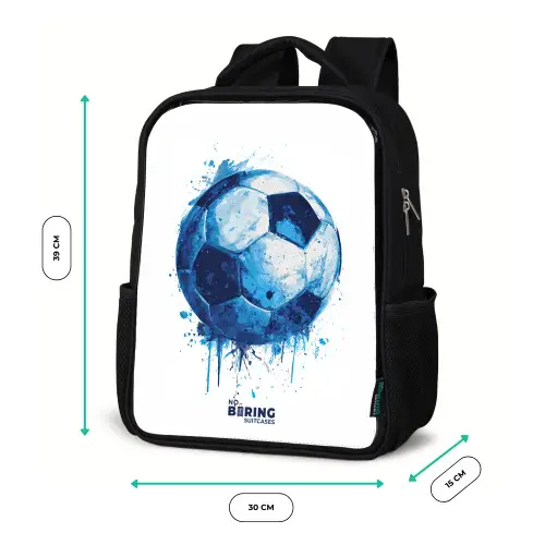Voetbal - Inktspatten - Blauw - Bal Rugzak - Zwart middel -productfoto_formaten