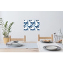 Blauw - Vlinders - Bloemen - Wit Muursticker klein 286 -eettafel
