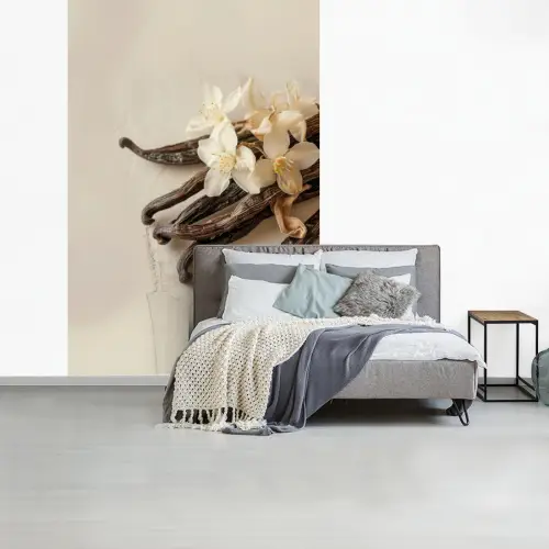 Vanille - Bloemen - Beige fotobehang vinyl groot -slaapkamer