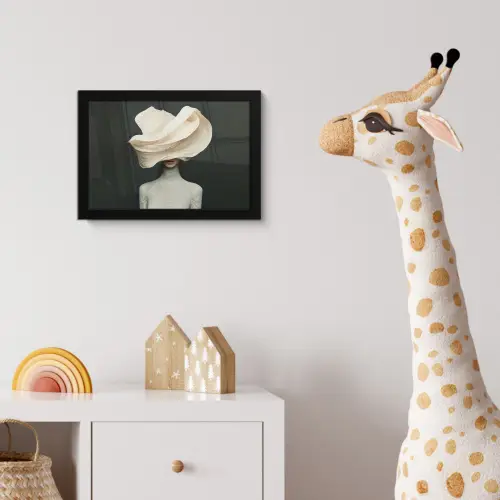 Vrouw - Beige - hoed fotolijst zwart zonder passe partout klein -usfeer4_kinderkamer