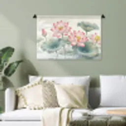 Aquarel - Lotusbloemen - Kleurrijk Wandkleed katoen klein -sfeer7