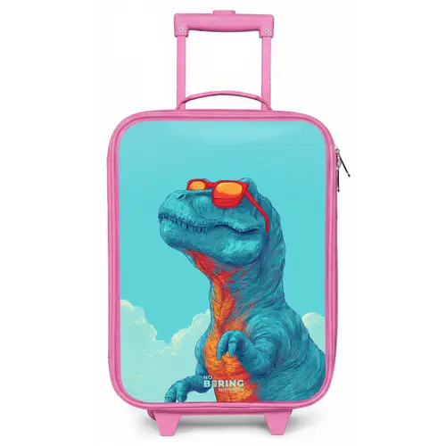 Dino met zonnebril Kinderkoffer - Roze klein -zz3dotto