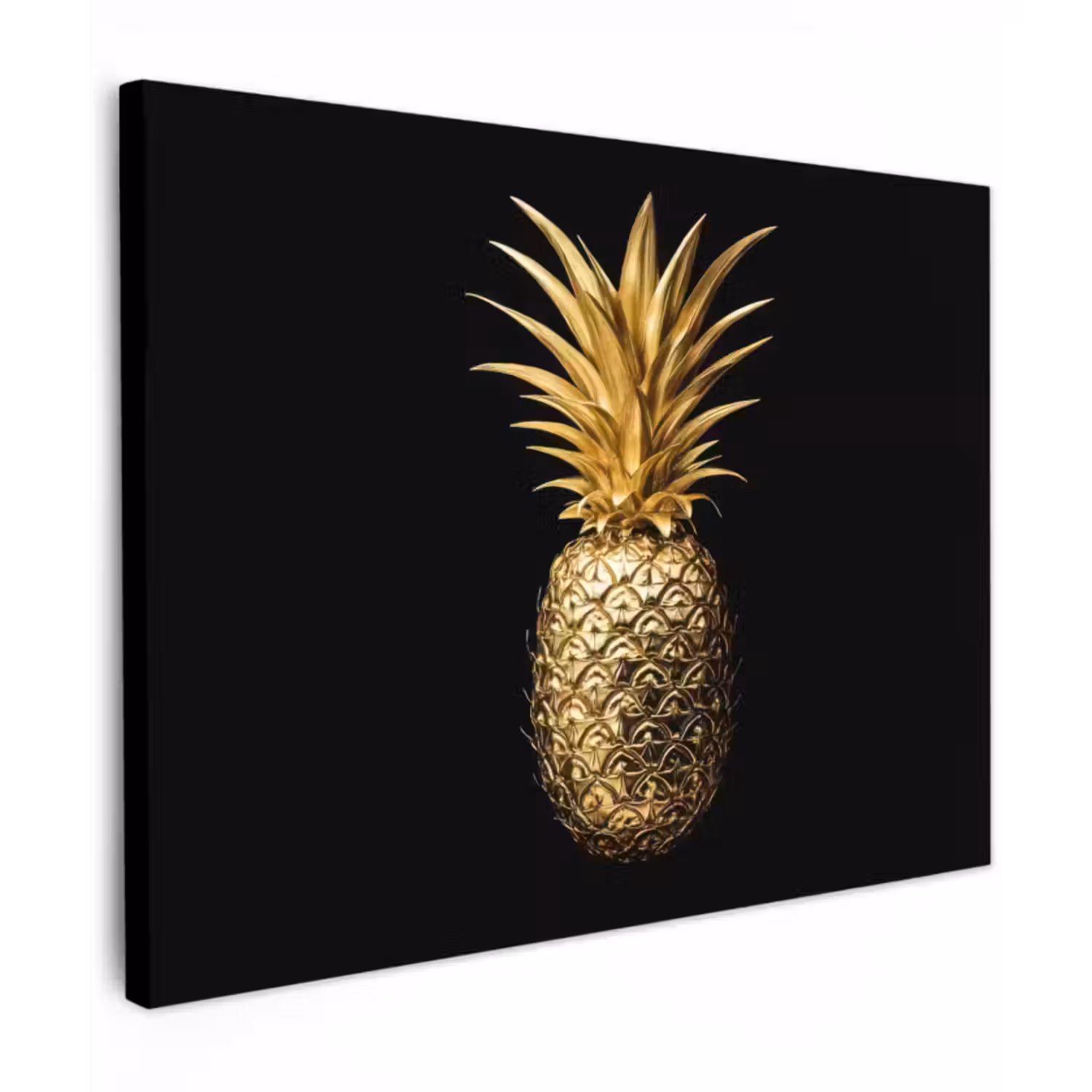 Canvas schilderij - Ananas - Zwart - Goud - Luxe