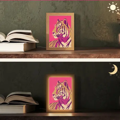 Tijger - Modern - Neon Light Box met kabel (Tafellamp) klein -sfeer3