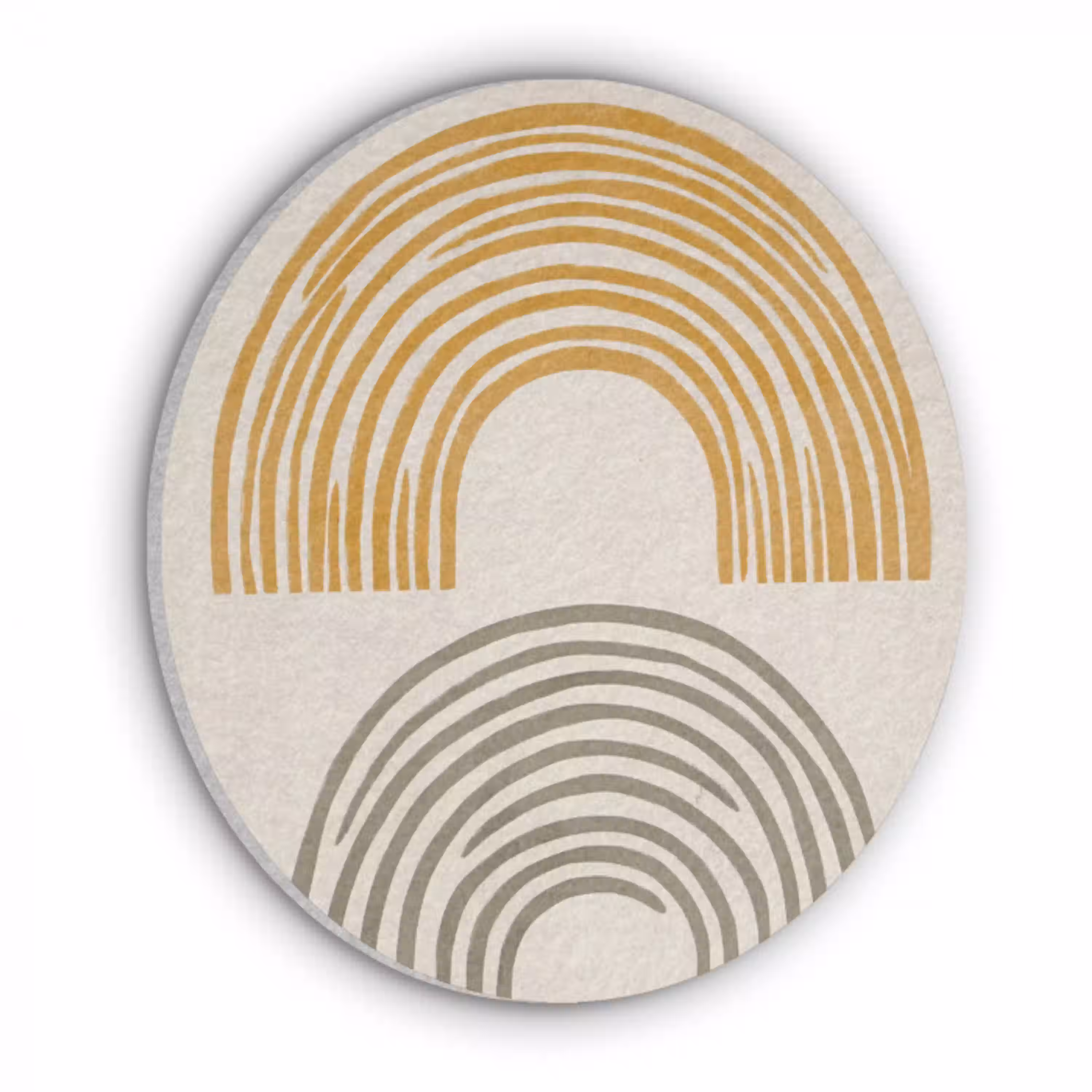 Bogen - Lijnen - Oranje - Minimalistisch Akoestische PET Vilt - Rond klein -3d