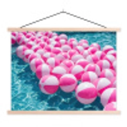 Strandballen - Roze - Water textielposter latten blank klein -3d