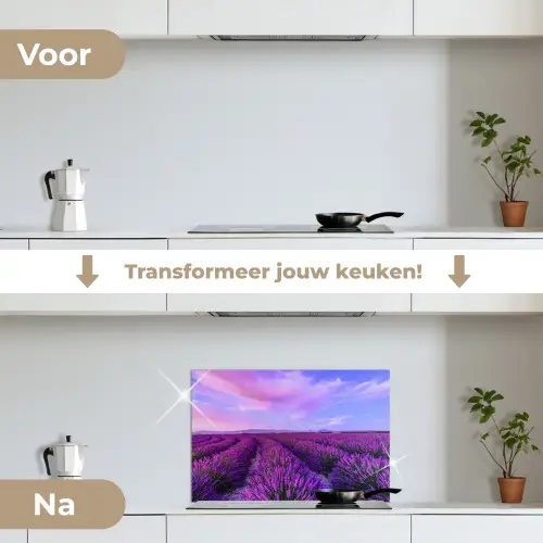 Lavendel - Paars - Bloemen - Natuur keuken achterwand spatscherm klein -voor_na_NL
