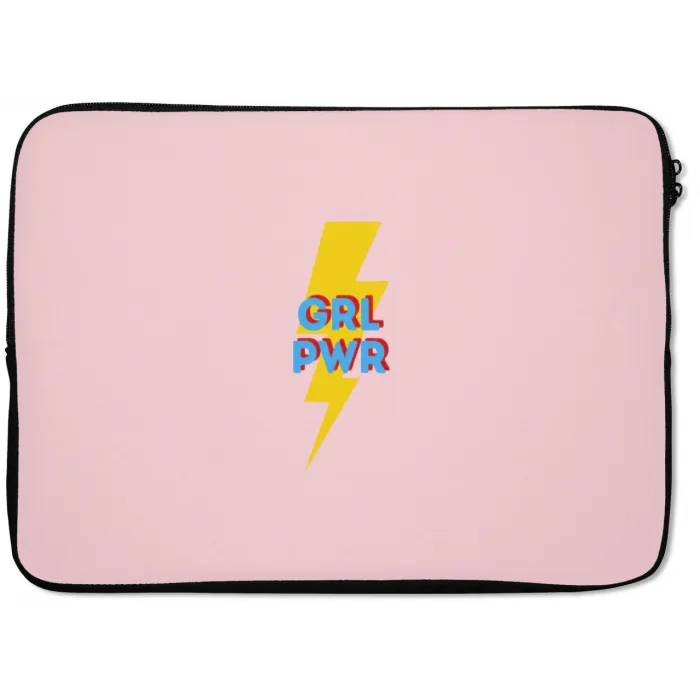 Grl pwr - Bliksem - Roze laptophoes neopreen klein -zkaufland3dotto