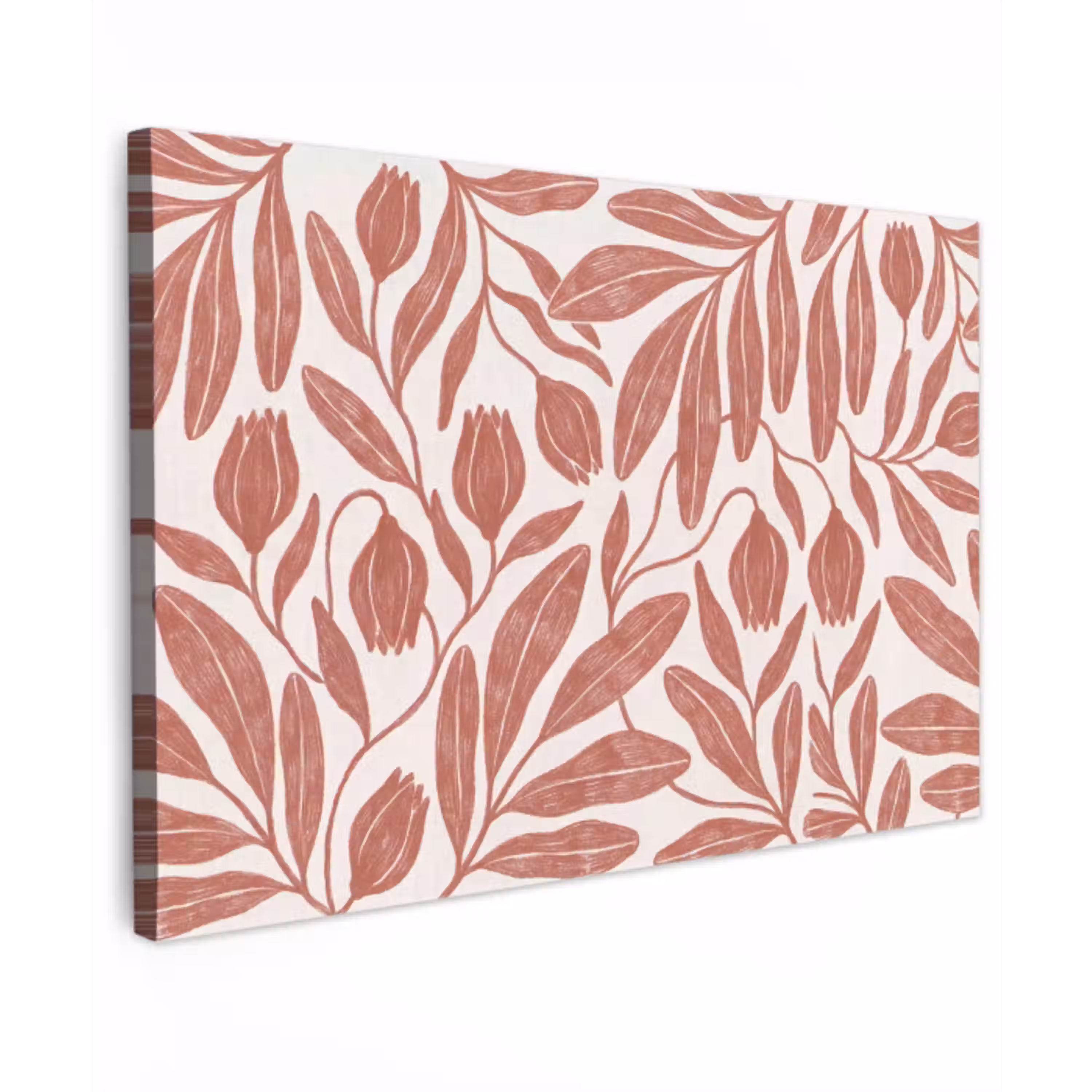 Bloemen - Patroon - Modern - Natuur - Bruin canvas 2cm klein -z3d