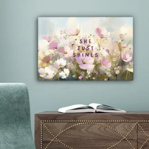 Quote - Bloemen - Schilderachtig canvas 2cm klein -sfeer4