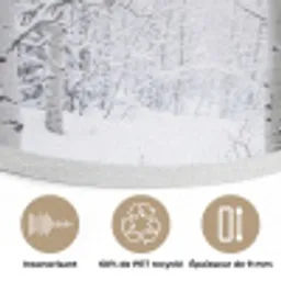 Berkenbomen - Sneeuw - Winter - Bos - Wit Akoestische PET Vilt - Rond klein -closeup_FR
