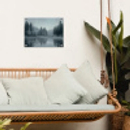 Bos - Meer - Mist - Natuur - Grijs tuinposter los doek klein -sfeer7
