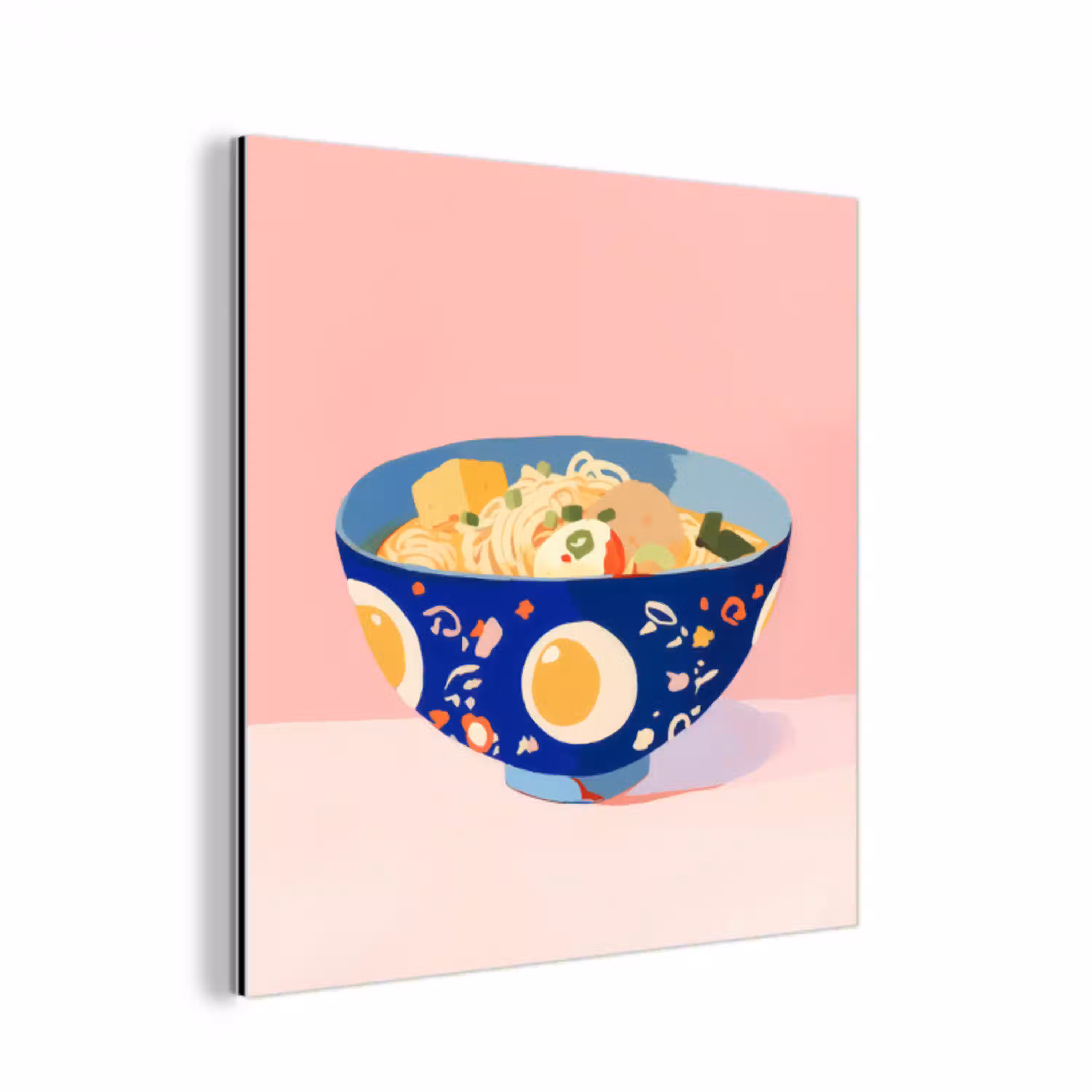 Noodles - Kom - Blauw - Illustratie aluminium wit klein -3d
